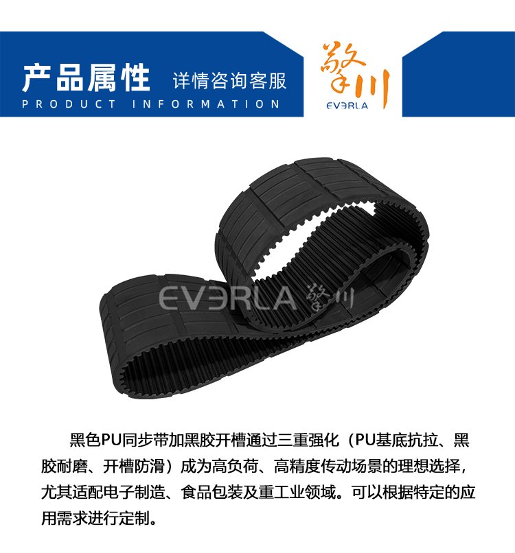 黑色PU<a href='http://www.solarscope.net/' target='_blank'><u>同步帶</u></a>加黑膠開(kāi)槽